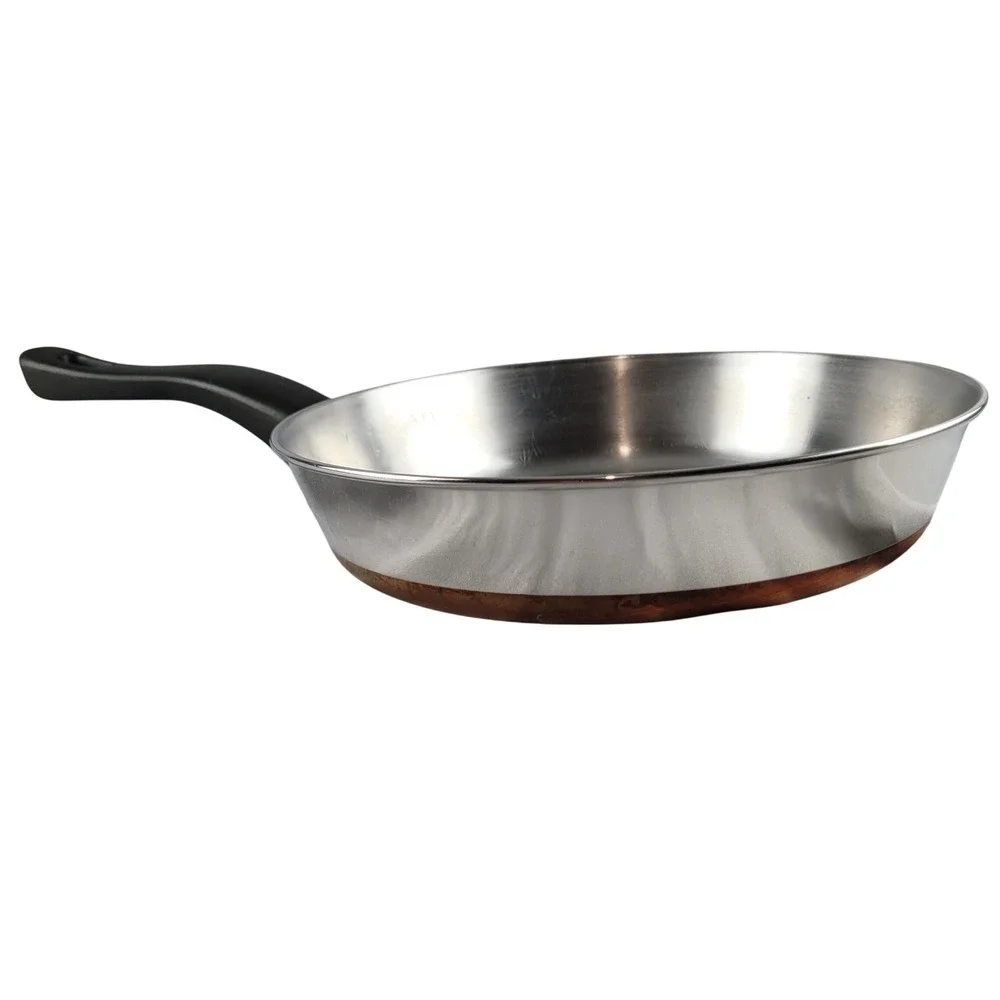 Revere Ware 9 Inch Skillet Pan Silver Copper Bottom 97h Vintage Made in USA